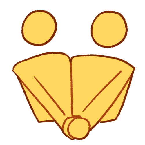  two featureless emoji yellow people leaning into each other and holding hands in front of both of them. 